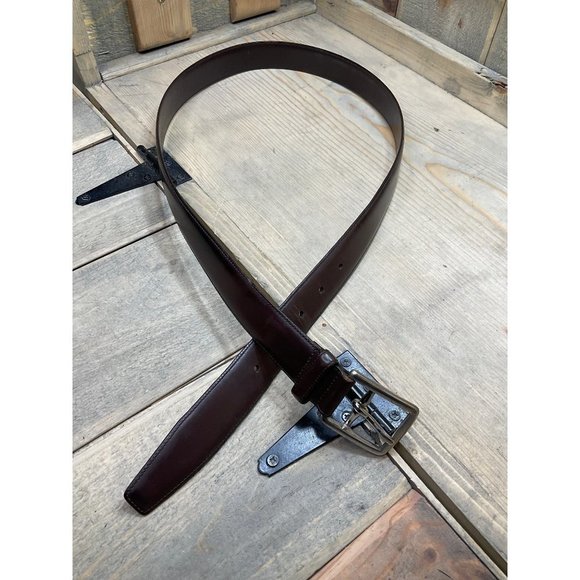 COACH Fine Quality Dark Brown Cowhide Leather Silver Buckle Belt 36" D6